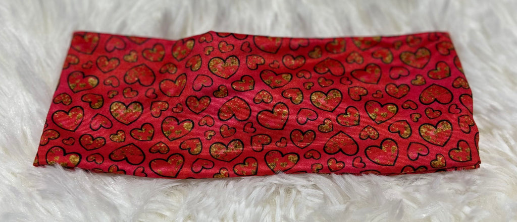 Red with Cheetah Hearts Valentine Headband