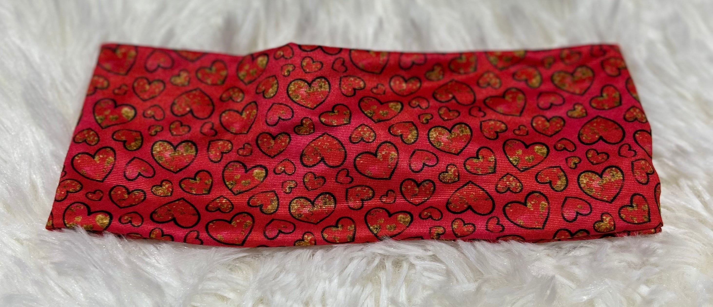 Red with Cheetah Hearts Valentine Headband