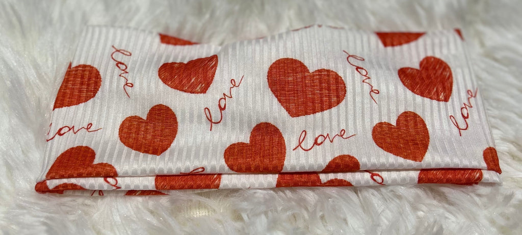 White with Love Hearts Valentine Headband