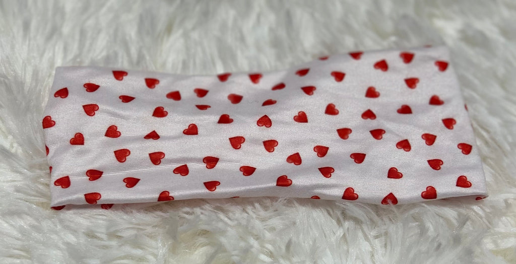White with Tiny Red Hearts Valentine Headband