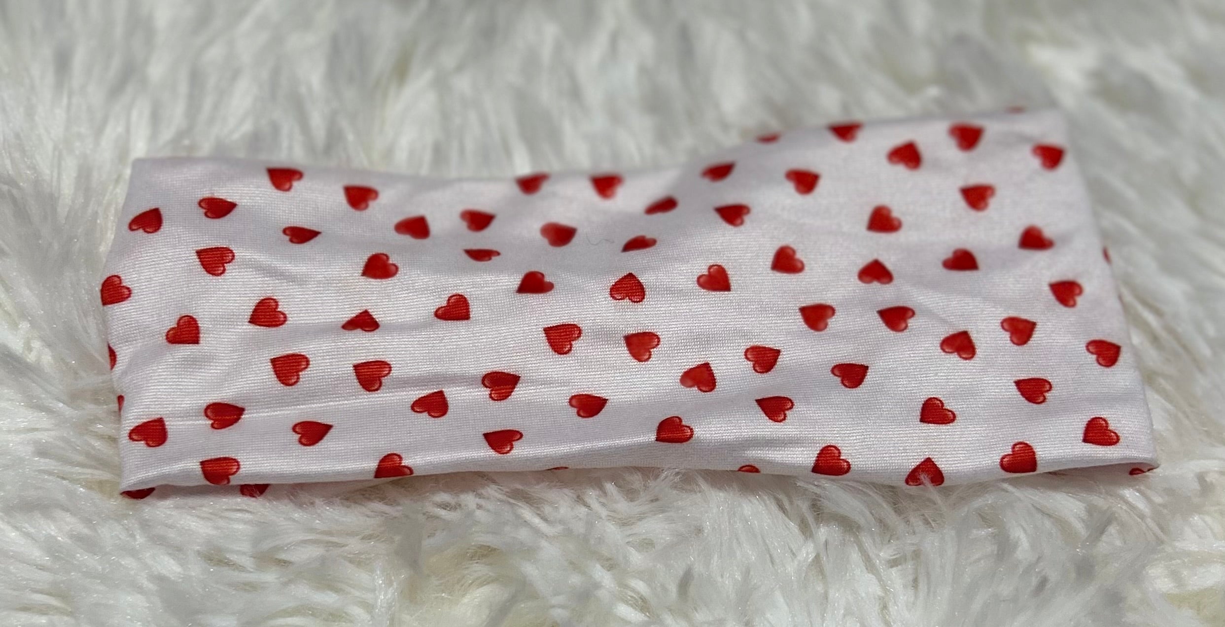 White with Tiny Red Hearts Valentine Headband