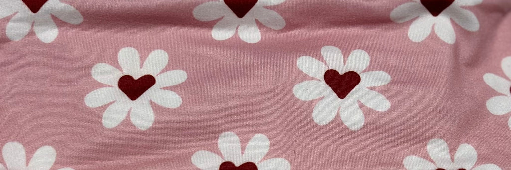 Pink with Heart Flowers Valentine Headband