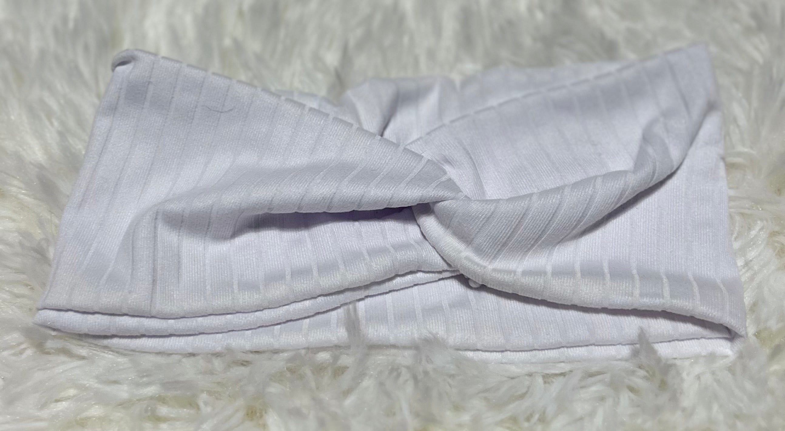 White 8x2 Rib Headband