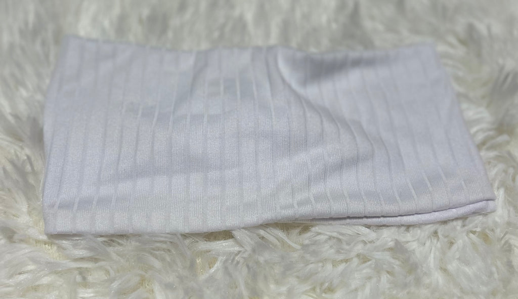 White 8x2 Rib Headband