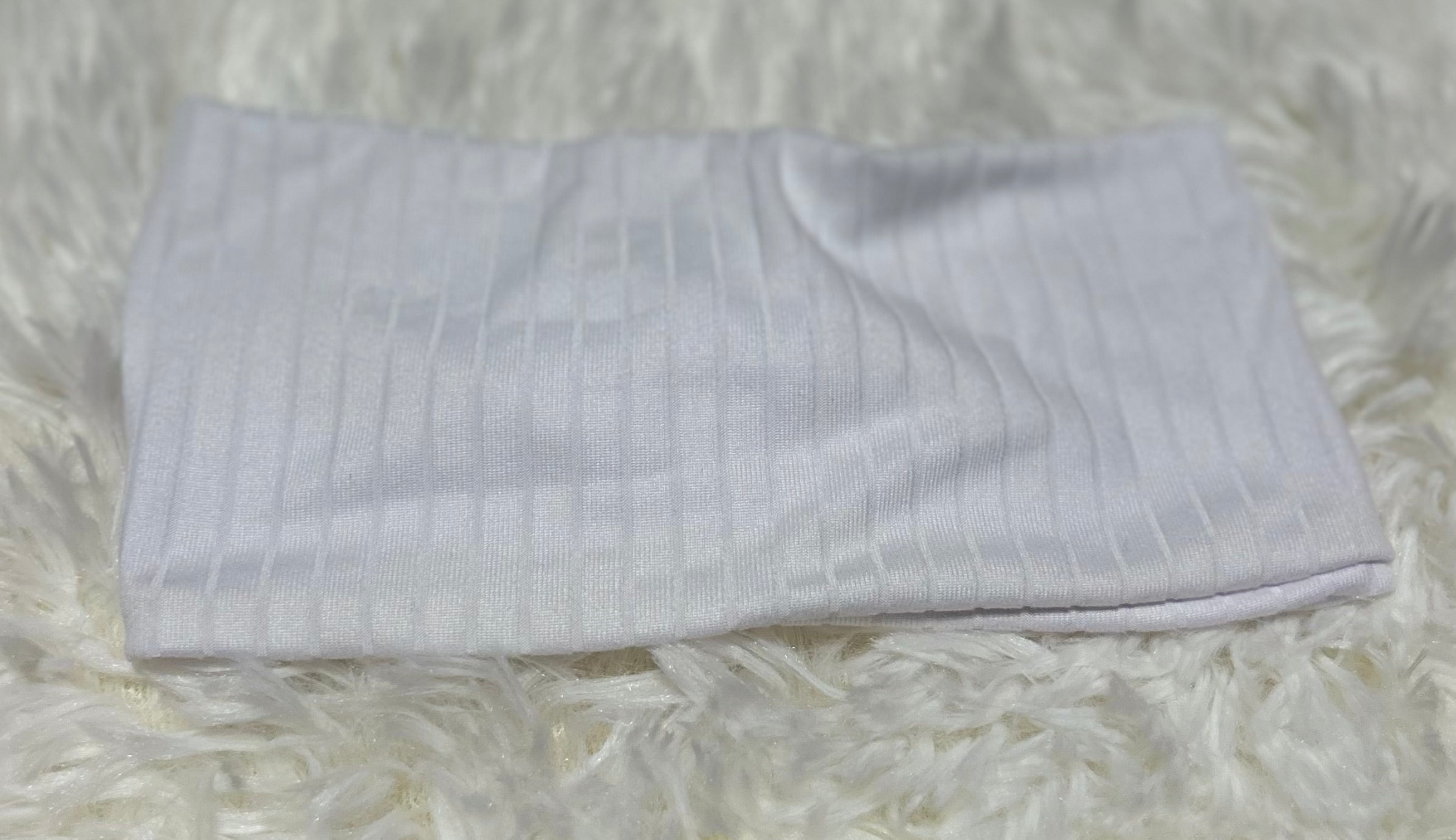 White 8x2 Rib Headband