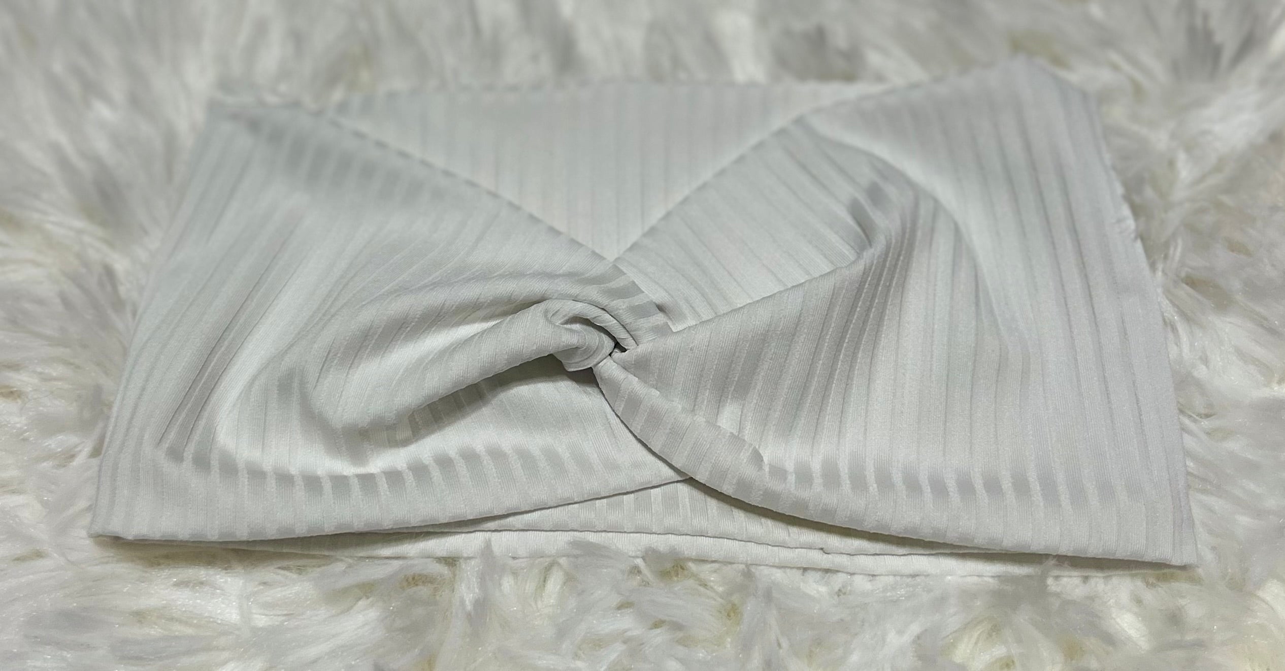 White 4x2 Rib Headband