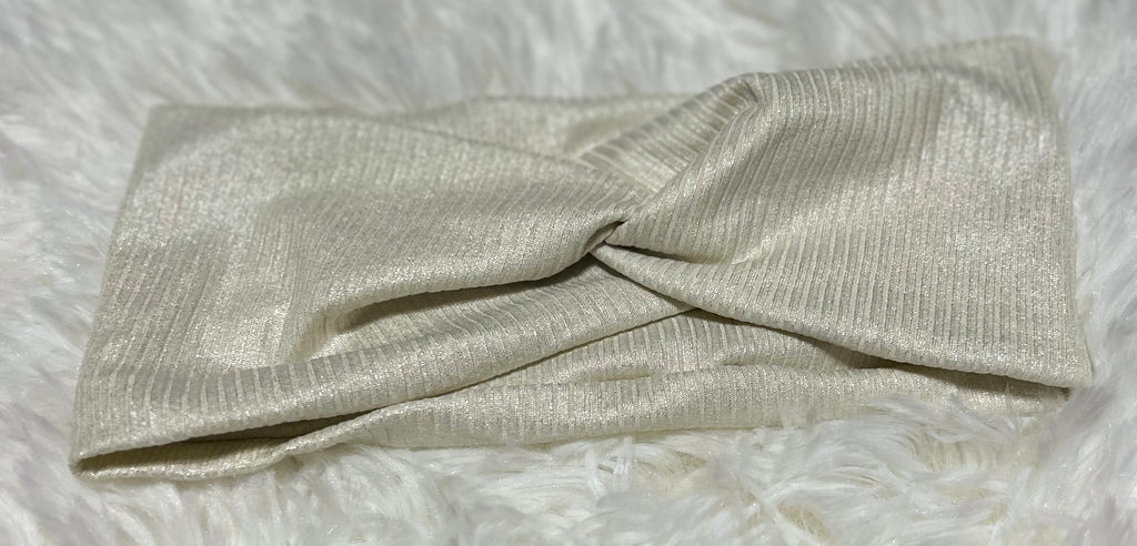 Cream Glitter 4x2 Rib Headband