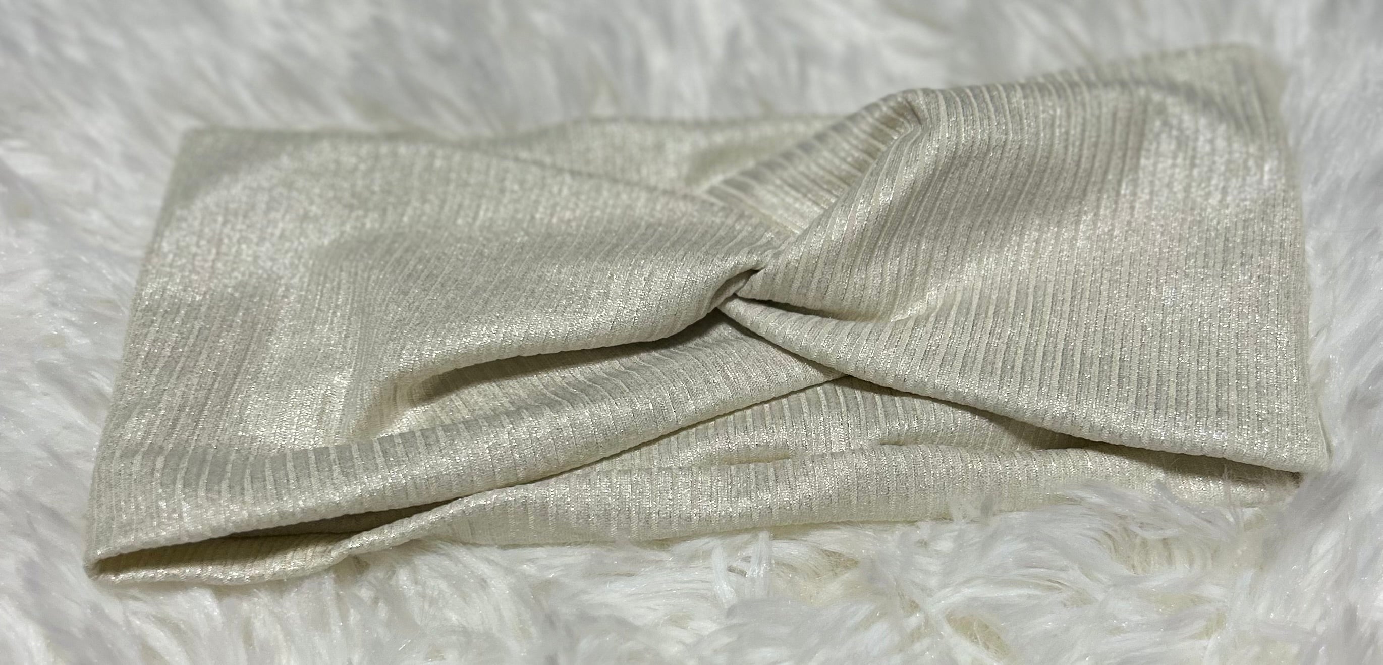 Cream Glitter 4x2 Rib Headband