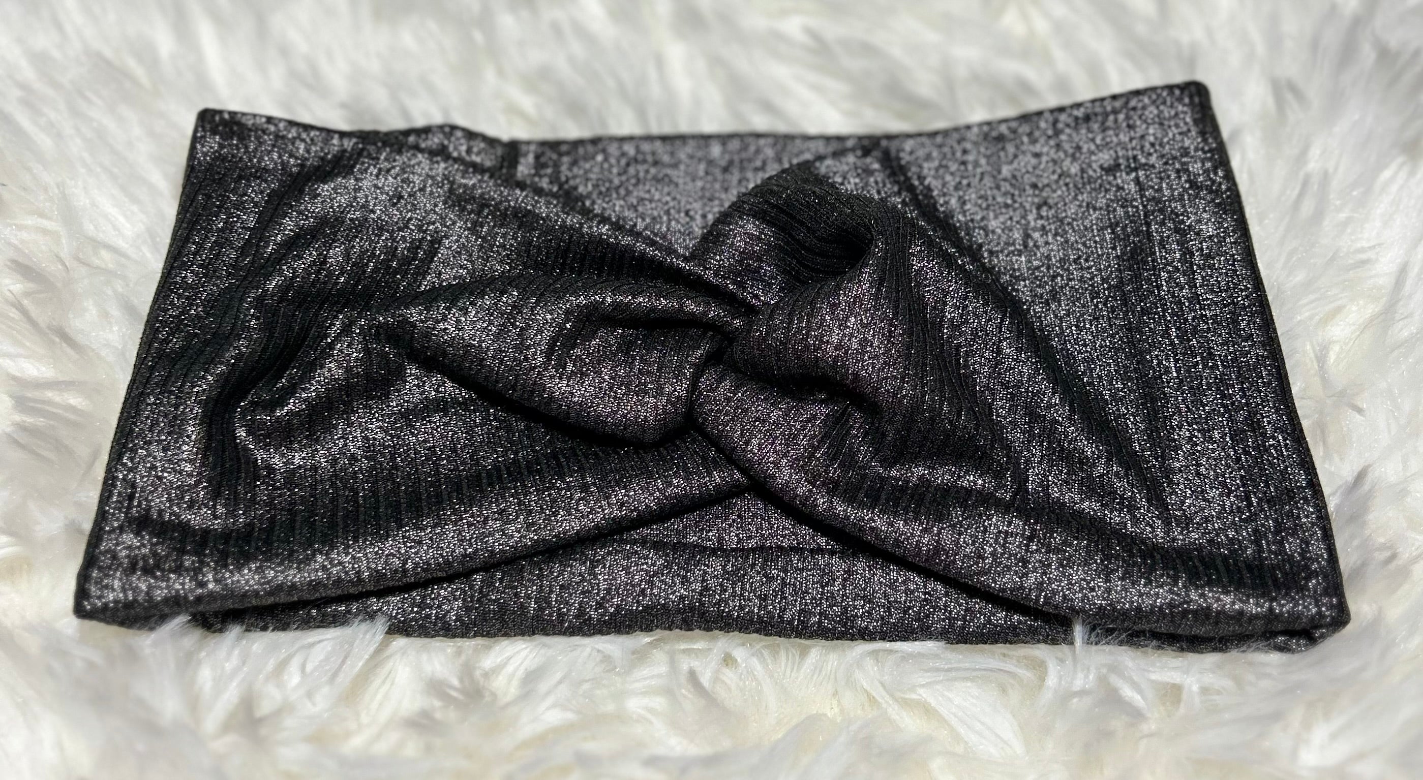 Smoky Grey Glitter 4x2 Rib Headband