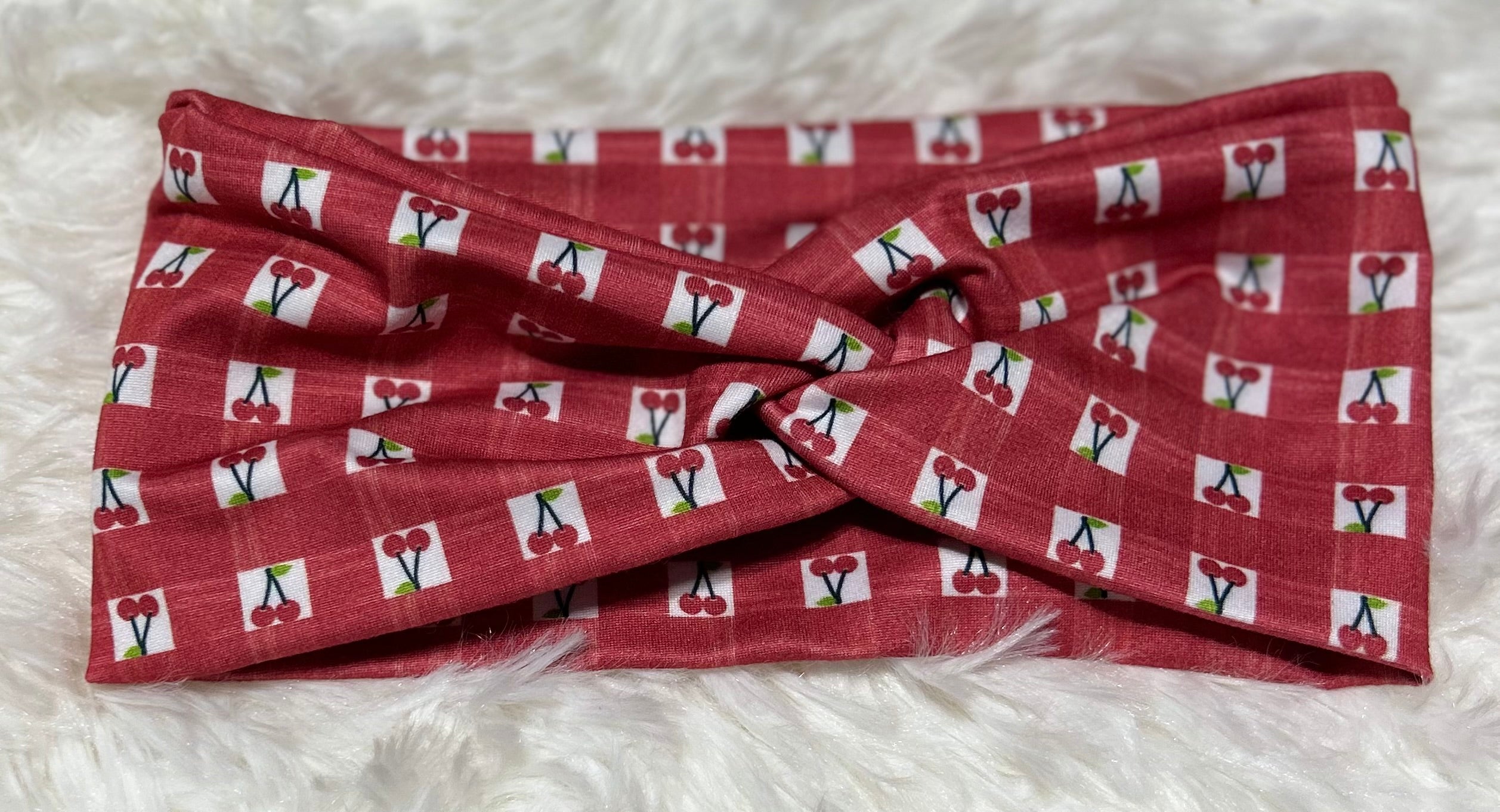 Checkered Cherry Headband