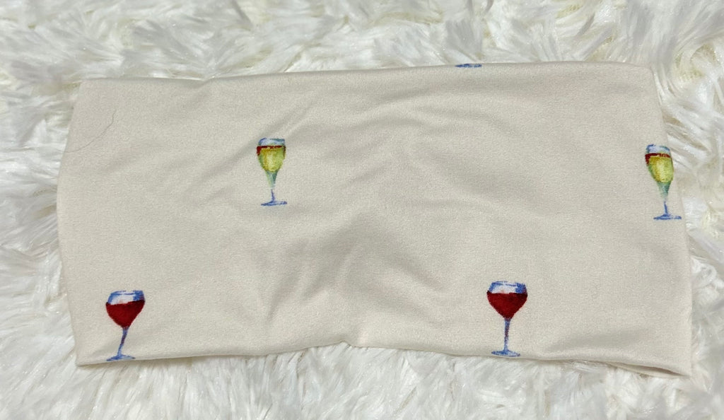 Wine Gkasses Cream Headband