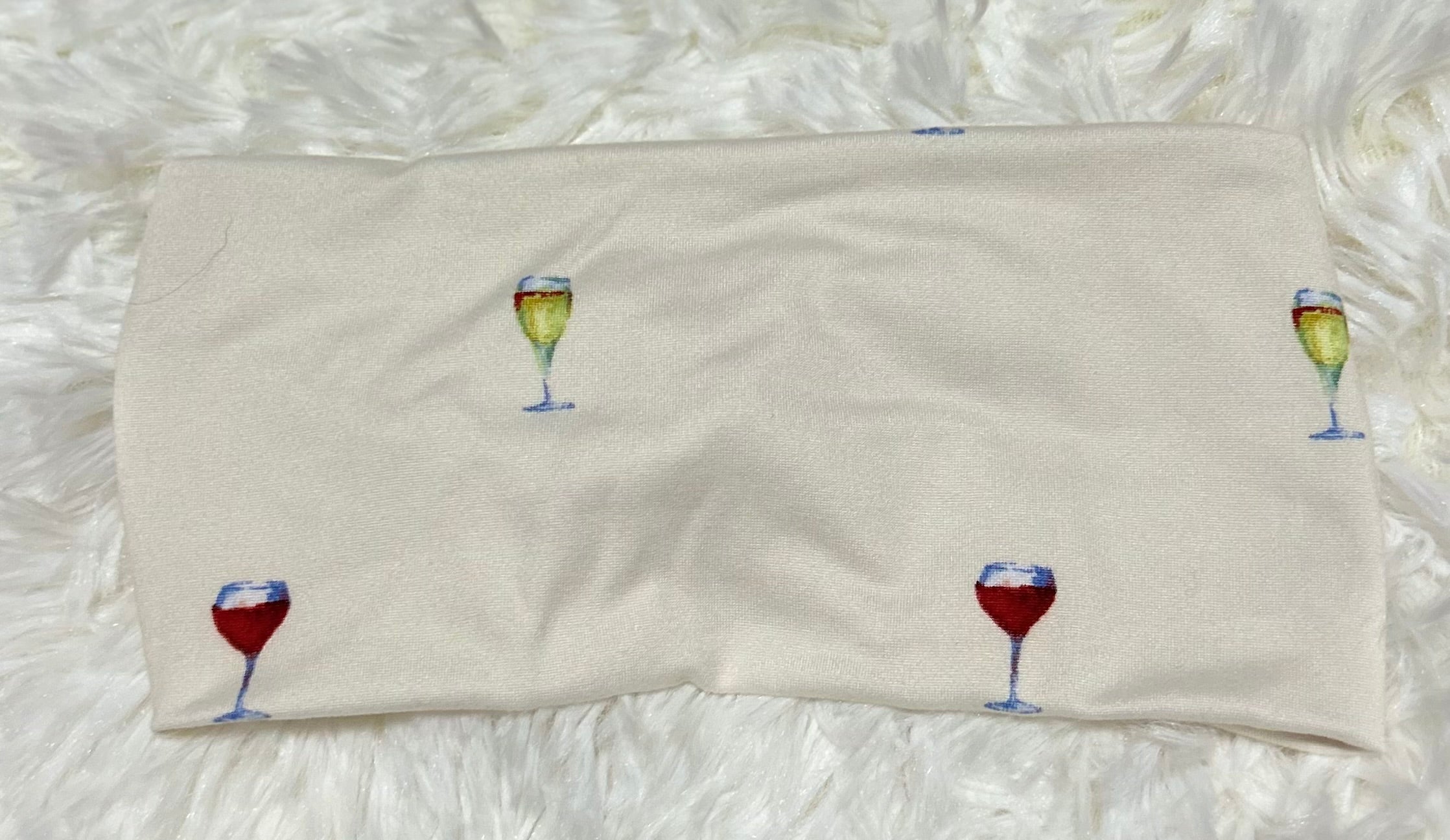 Wine Gkasses Cream Headband