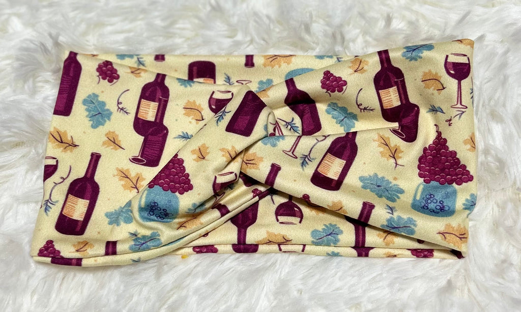 Wine Bottles and Grapes Headband