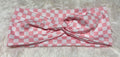 Light Pink and White Checker Print Headband
