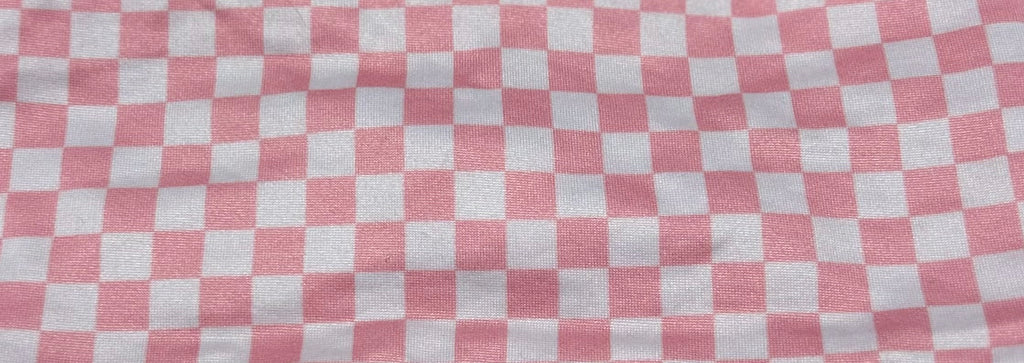 Light Pink and White Checker Print Headband