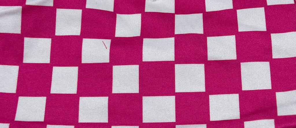 Pink and White Checker Print Headband