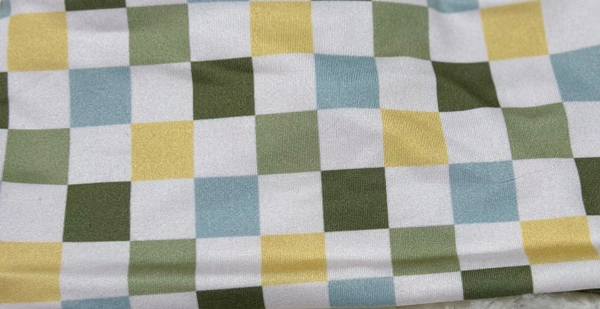 Yellow/Green/Blue/White Checker Print Headband