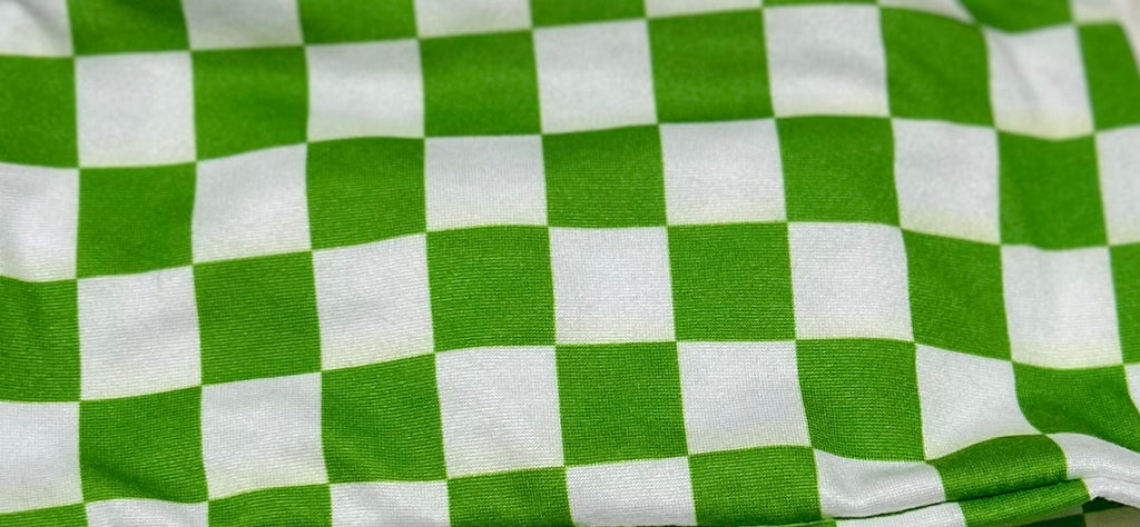 Green and White Checker Print Headband