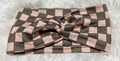 Peach and Olive Checker Print Headband