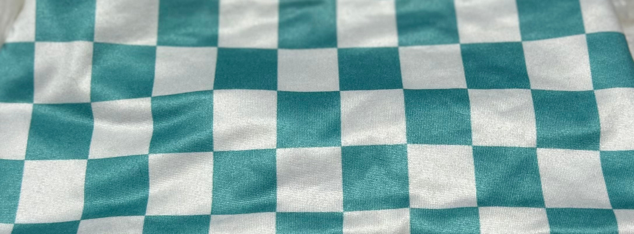 Aqua Blue and White Checker Print Headband