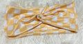 Light Mustard and White Checker Print Headband
