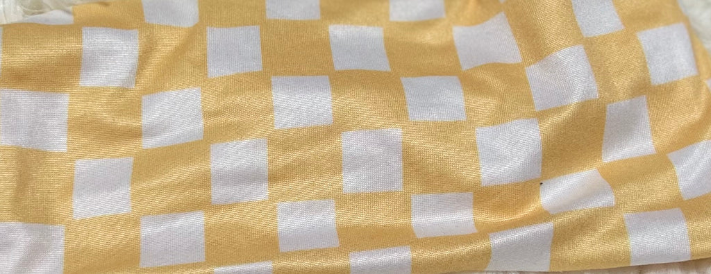 Light Mustard and White Checker Print Headband