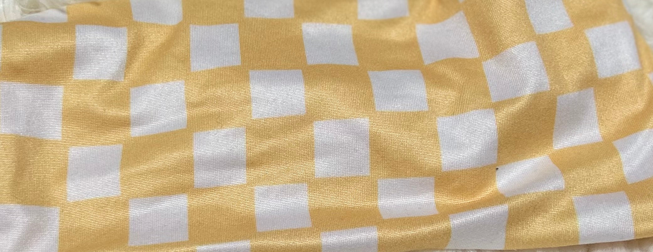 Light Mustard and White Checker Print Headband