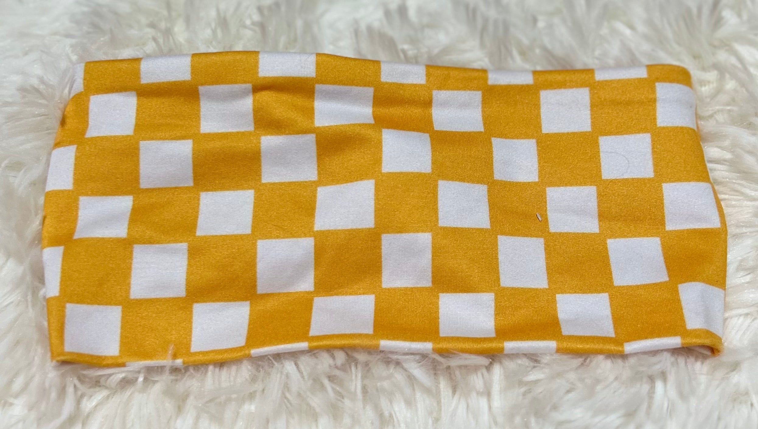 Mustard and White Checker Print Headband
