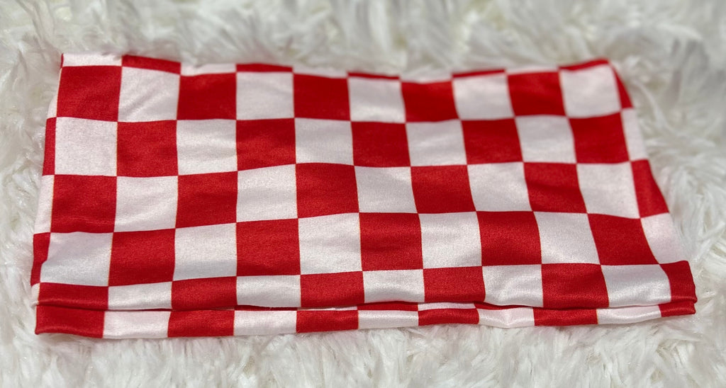 Red and White Checker Print Headband
