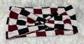 Maroon, Black and White Checker Print Headband