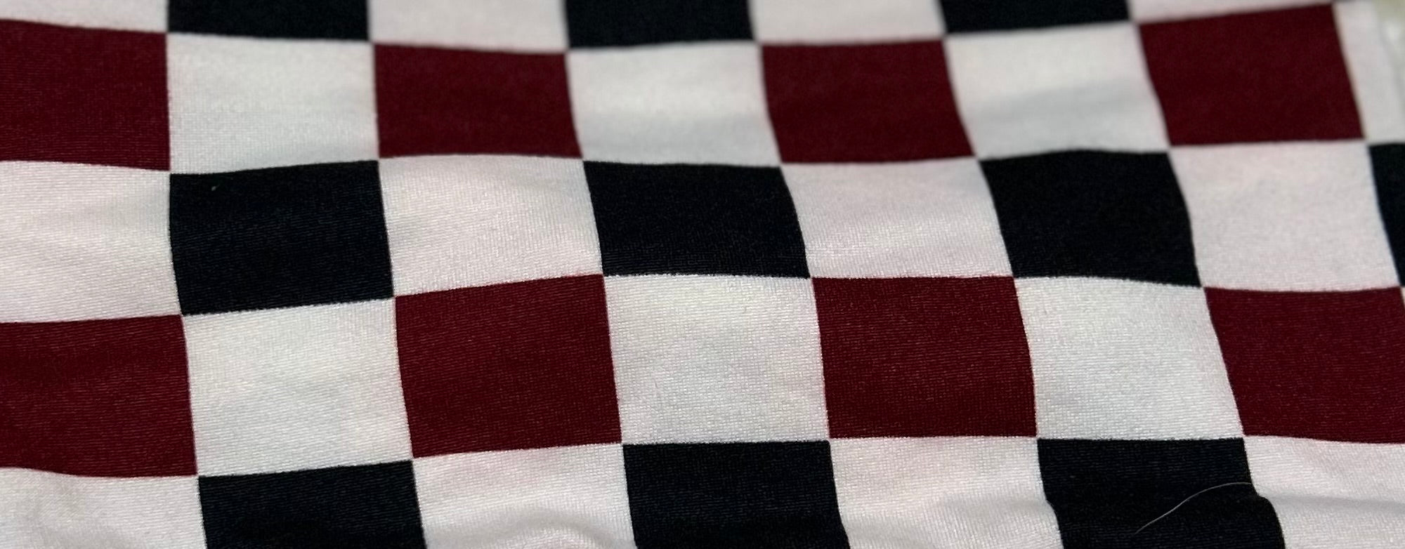 Maroon, Black and White Checker Print Headband