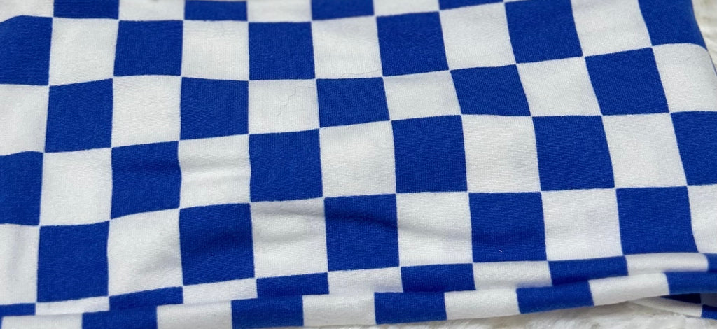 Royal Blue and White Checker Print Headband